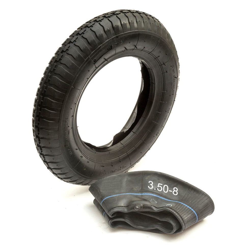 14 Inch Tyre & Inner Tube Kit 3.50-8 350-8 2 Ply Rubber Wheelbarrow Wheel Barrow