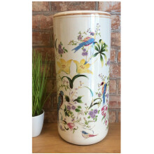 (Birds and Yellow Lillies) Ceramic Umbrella / Stick Stand Large Vase