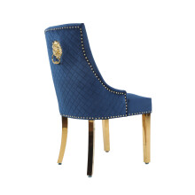(Blue, 1) Velvet Upholstered Seat Luxury Dining Accent Chair Metal Legs Gold Home Office Study