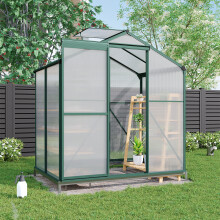 4ft × 6ft Aluminium Hobby Greenhouse with Base and Window Opening