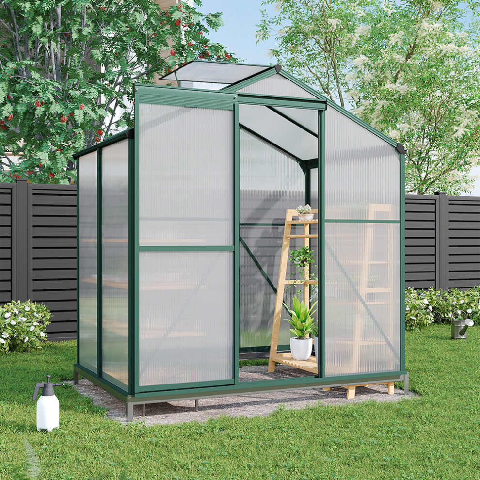 4ft × 6ft Aluminium Hobby Greenhouse with Base and Window Opening