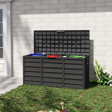 290L Garden Storage Deck Box with Wheels 112 x 49 x 54cm