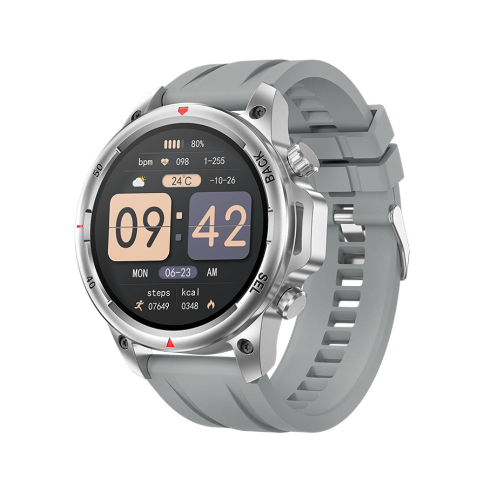 Chronus Smartwatch With Bluetooth Calling, Heart Rate, Blood Oxygen, Blood Pressure Monitoring, Flashlight, Compass, And Sports Modes(Silver) Silver 6976918013408