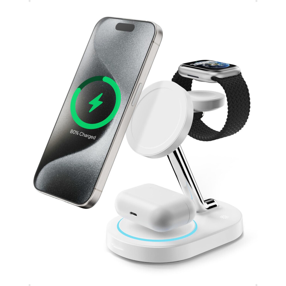 Chronus Fast Charging Station For Magsafe Apple Devices, Wireless Charger For Magsafe Iphones, 3 In 1 Magnetic Charger Stand For Iphone 15/14/13/12, 6976918014276