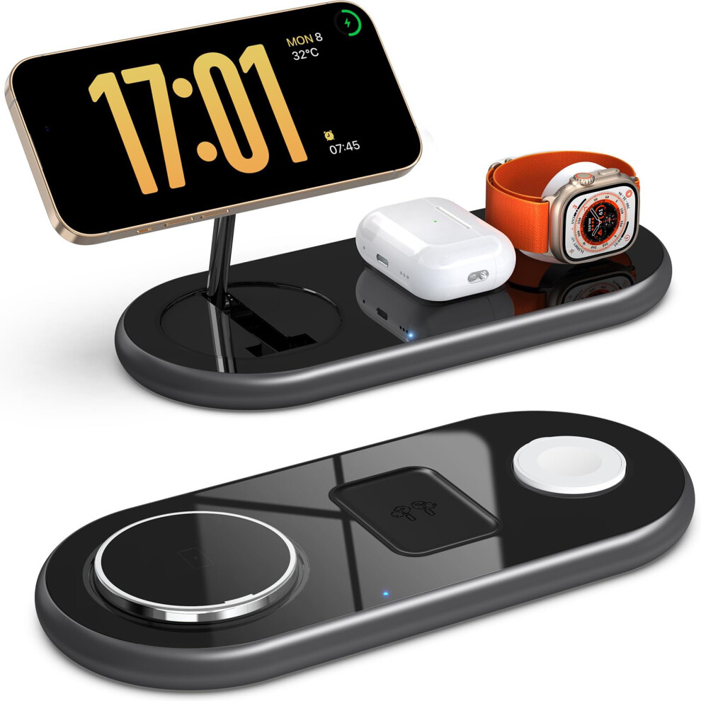 Chronus 3 In 1 Charging Station For Apple Devices, Faster Mag-Safe Charger Stand, Magnetic Wireless Charger Station For Iphone 15 14 13 12 Series, For 6976918014399
