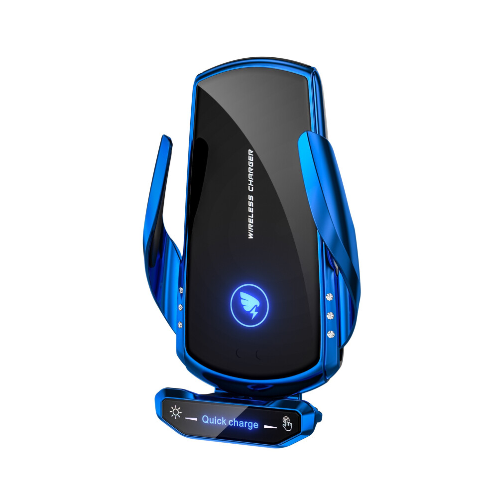 Chronus Wireless Car Charger Mount 15W Qi Fast Charging Auto Clamping Windshield Dashboard Suction Cup Air Vent Cell Phone Holder Bracket(Blue) Blue 6976918014061