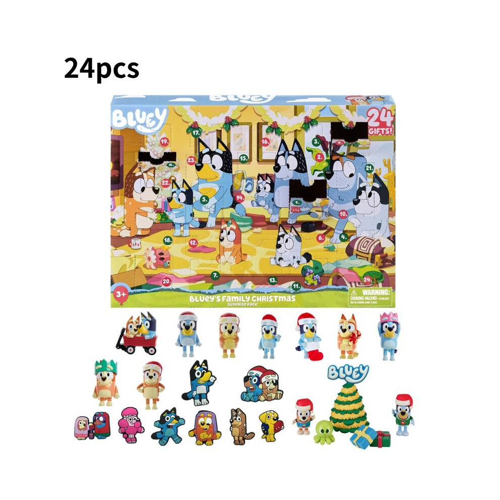 (Yellow) Bluey Scooby Christmas Doo Advent Calendar 24 Gifts Box Toy Festivals Countdown