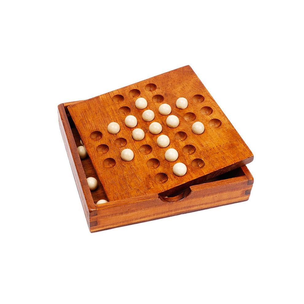 Wooden Solitaire Board Cognitive Chess Educational Intellectual Strategy Games