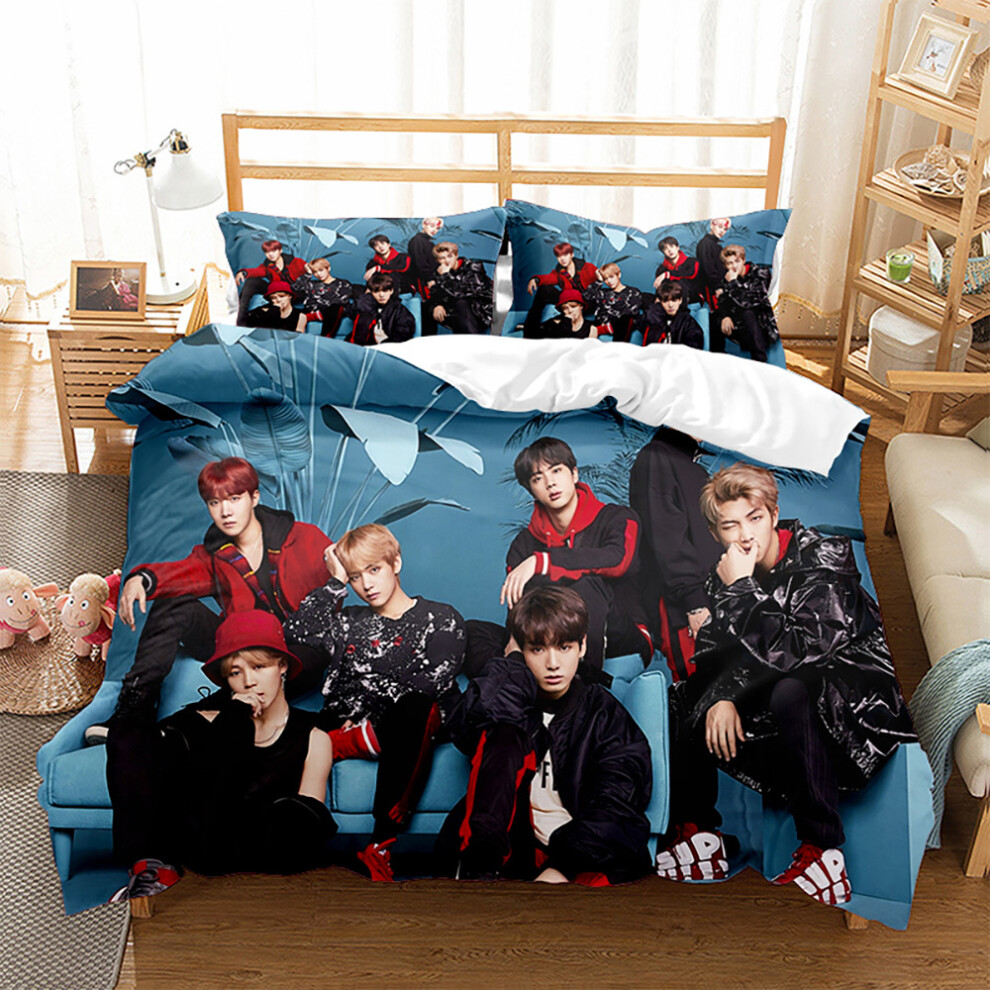 (BTS03, Single 135*200cm) Gift For BTS Fans Bedding Pillowcase Set Single Double Duvet Covers