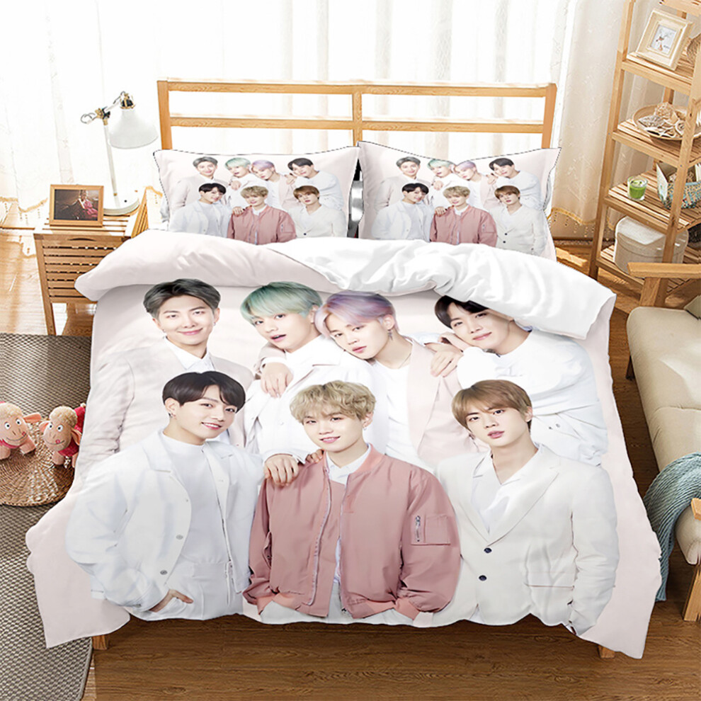 (BTS04, Double 200*200cm) Gift For BTS Fans Bedding Pillowcase Set Single Double Duvet Covers