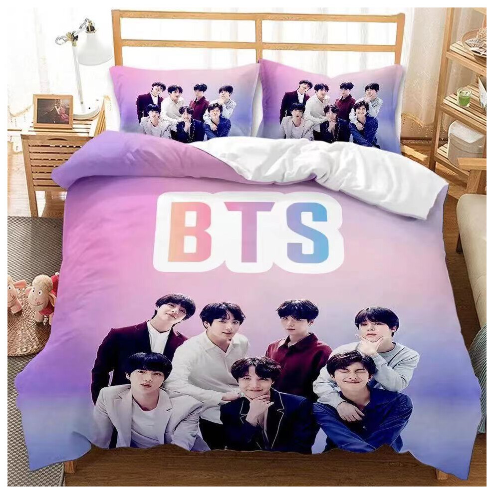 (BTS09, Double 200*200cm) Gift For BTS Fans Bedding Pillowcase Set Single Double Duvet Covers