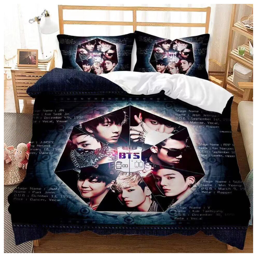 (BTS10, Double 200*200cm) Gift For BTS Fans Bedding Pillowcase Set Single Double Duvet Covers