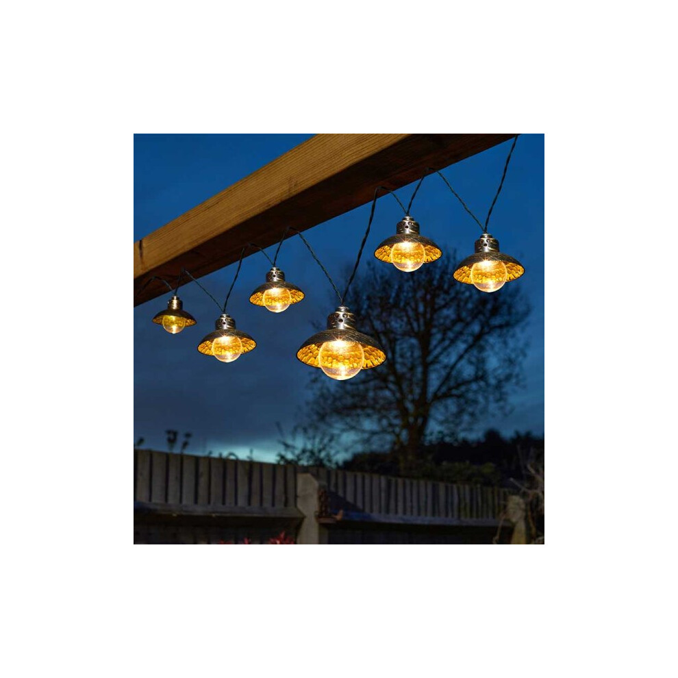 10 x Solar String Lights LED Brushed Gold Shades Outdoor Garden Decor