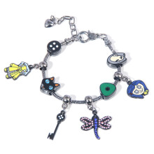 (Silver) Coraline The Secret Door Bracelet Cute Cartoon Button Dragonfly Accessory Girl