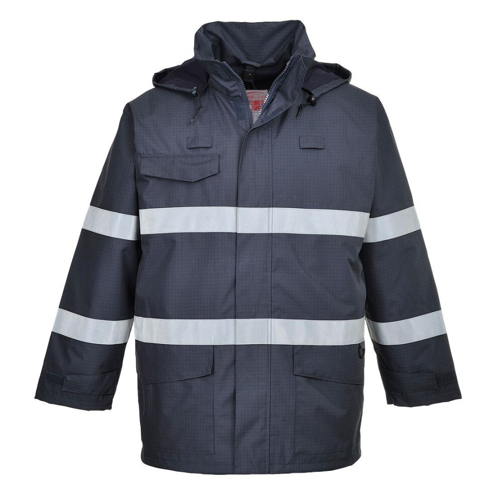 (S, Navy) Portwest Mens Bizflame Rain Jacket