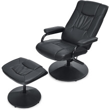PU Leather High Back Executive Seat Swivel Recliner Chair w/ Footstool