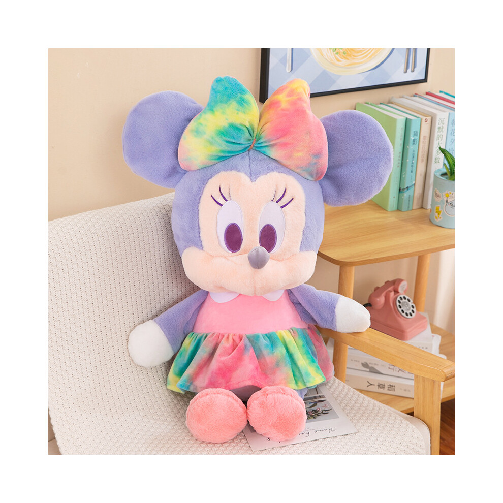 (Minnie, 50cm/19.69in) Tiedye Mickey Minnie Mouse Plush Toy Colorful Stuffed Doll Throw Pillow