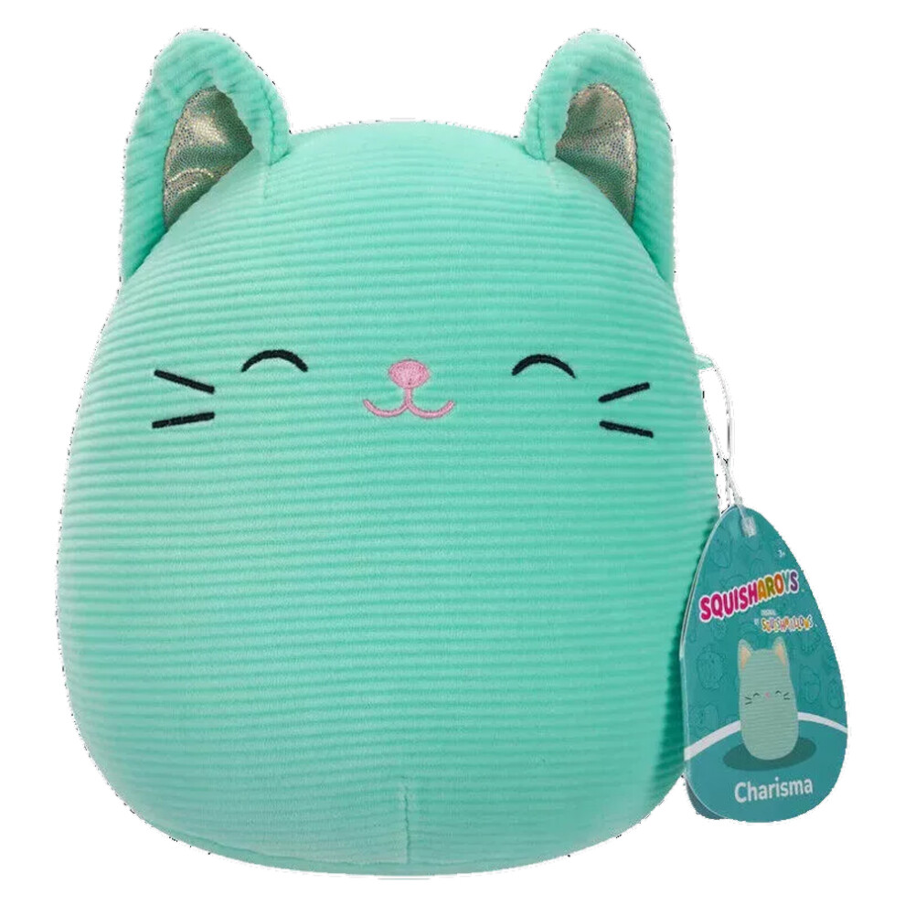 Squishmallows Charisma the Corduroy Mint Cat Closed Eyes Squisharoys 7.5" Plush