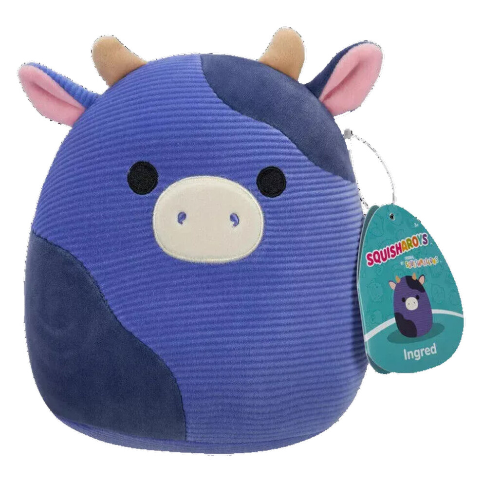 Squishmallows Ingred the Corduroy Dark Purple Cow Squisharoys 7.5" Plush