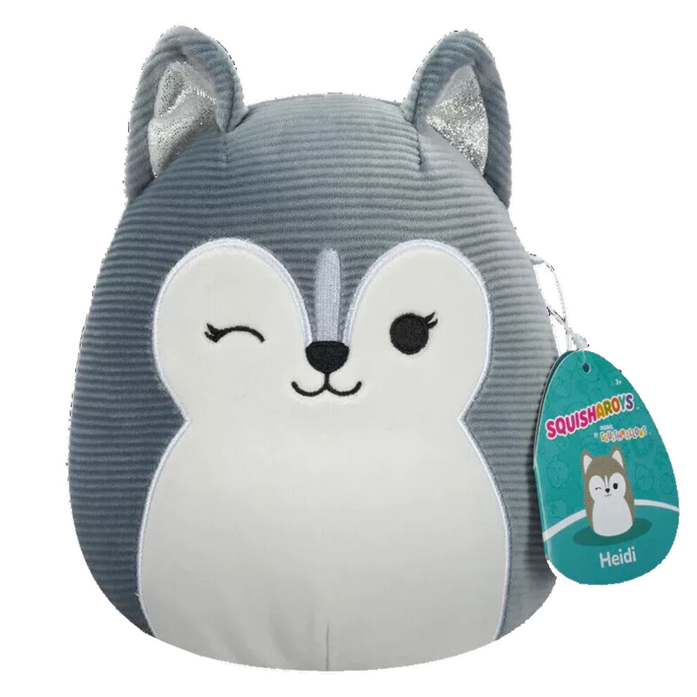 Squishmallows Heidi the Corduroy Winking Grey Husky Squisharoys 7.5" Plush