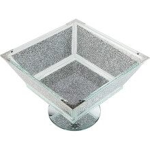 Crushed Diamond Crystal Fruit Bowl Glamorous Chrome Finish 21x21x26 cm