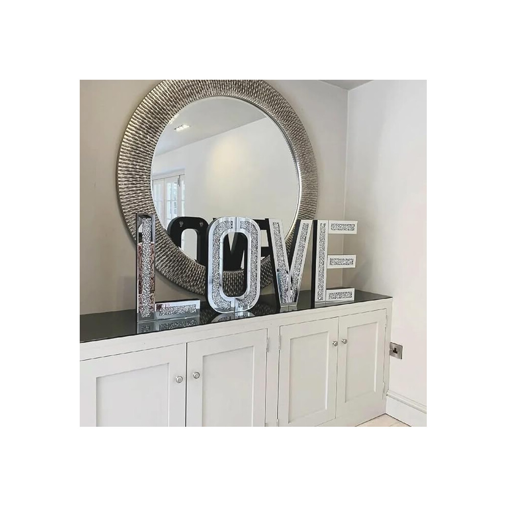 Mirrored Crushed Diamond Love Letter Wall Decor, 4 Pieces, 50cm x 30cm-image-OPC-PFD9ZGH-NEW