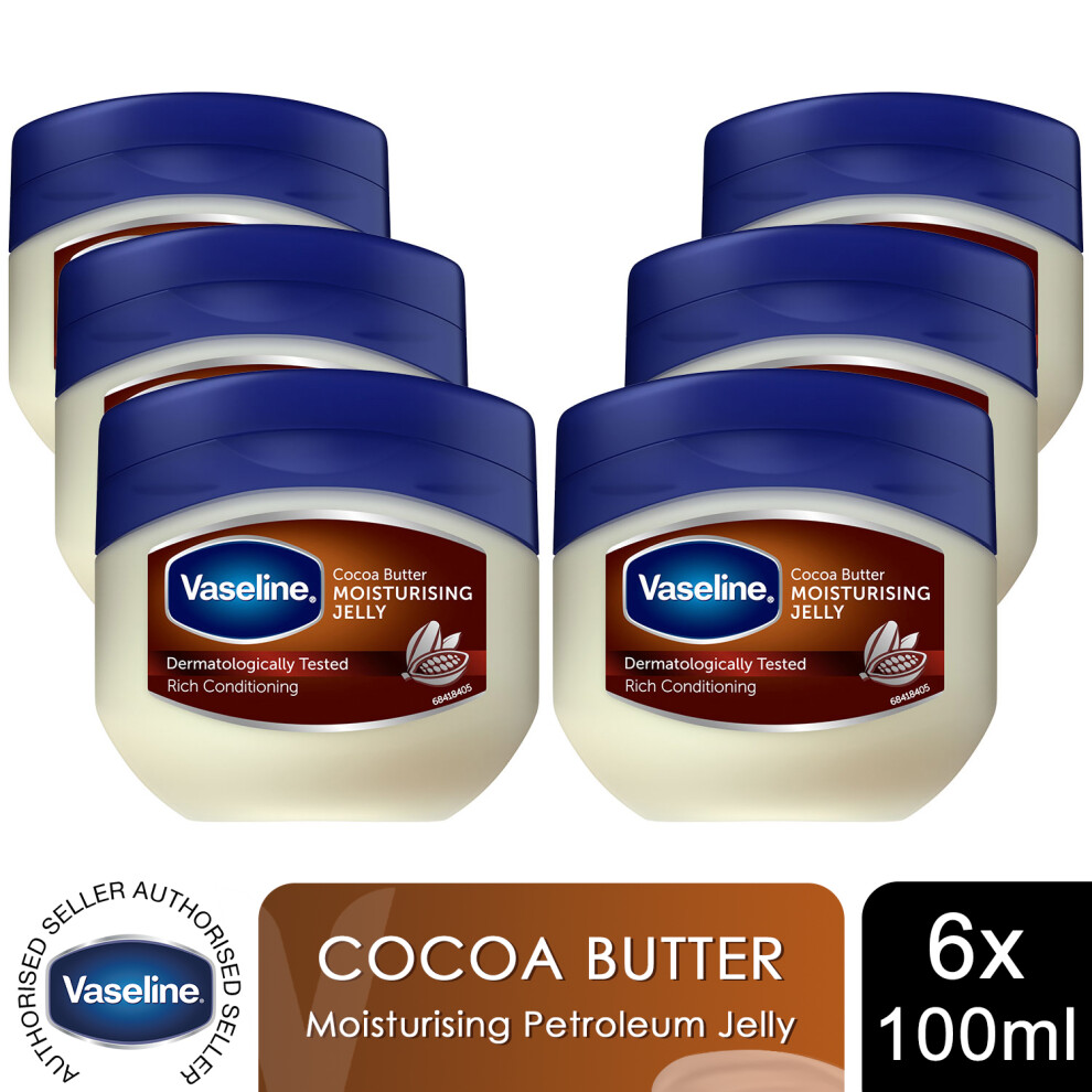 Vaseline Petroleum Jelly Moisturising Cocoa Butter for Dry Skin 100ml, 8pk - Image 2