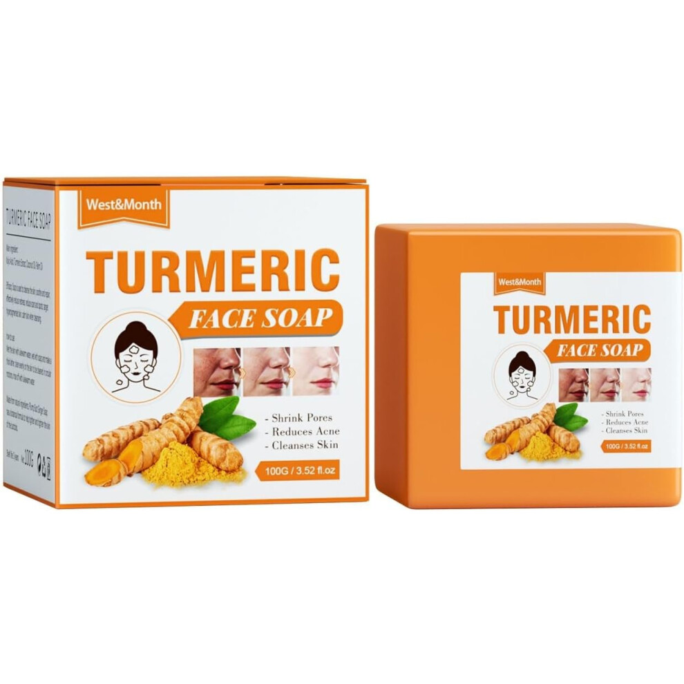 Turmeric Soap | Organic Turmeric Soap Bar | Tumeric Soap For Dark Spots, Natural Soap Skin Wash, Moisturizing Clean Effectively Ginger Soap