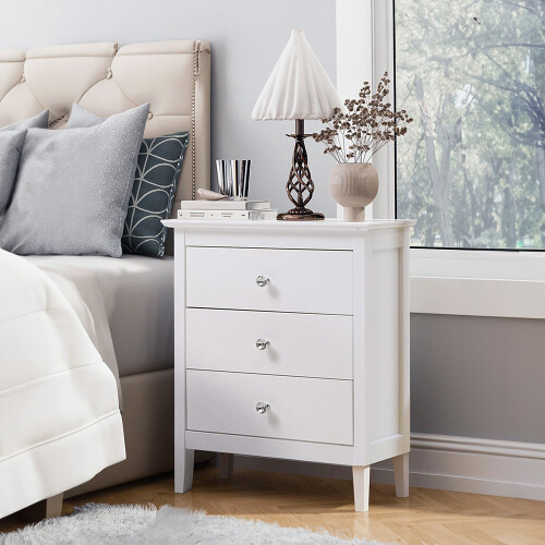 Living And Home 3 Drawer White Nightstand Sofa Side Table 1