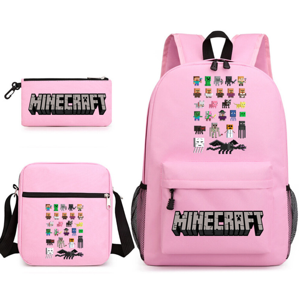 (A5) Minecraft My World Schoolbag Game Peripheral Student Large Capacity Printed Three-Piece Schoolbag