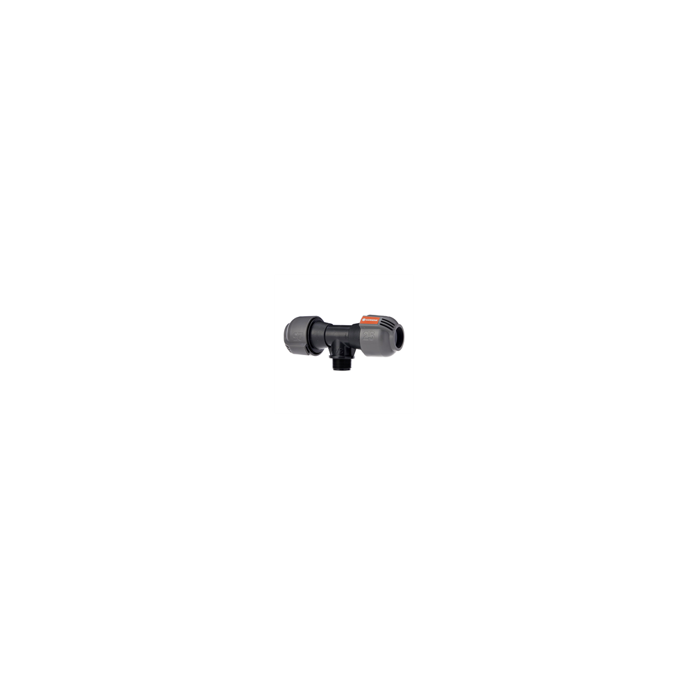 Gardena T-Piece 25mm x 3/4 Inch Male Thread - Grey
