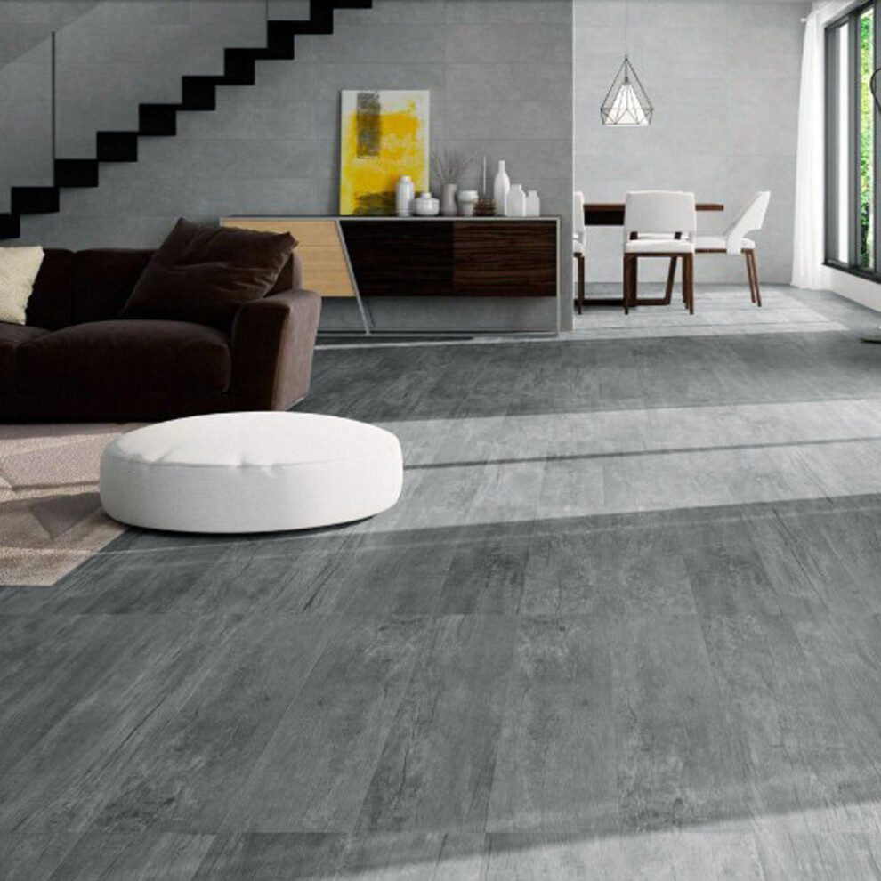 36Pcs Grey Rustic Style Wood Plank PVC Flooring