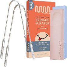 MasterMedi Tongue Scraper with Travel Case (2 Pack) Bad Breath Treatment Tongue Scraper Medical Grade for Oral Care Tongue Cleaner for Hygiene