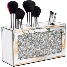 Makeup Brush Holder Organiser, Crushed Diamond Mirror Jewel Beauty Box