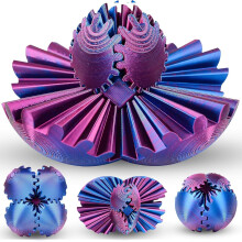 (Purple) 3D Printed Gear Ball Fidget, Gearsphere, The Steampunk Whirling Wonder Fidget, Gear Sphere Fidget Toy, Stress Relief Gift