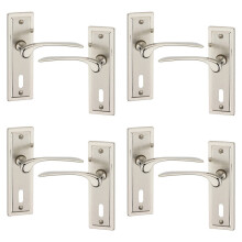 (4x Satin Nickel Keyhole) Como Dual Metal Lever Door Handles Set of 4/6