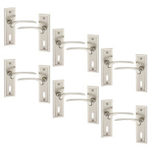 (6x Satin Nickel Keyhole) Como Dual Metal Lever Door Handles Set of 4/6