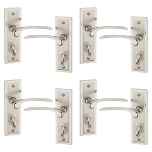 (4x Satin Nickel Bathroom) Como Dual Metal Lever Door Handles Set of 4/6