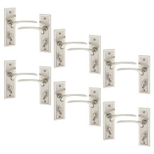 (6x Satin Nickel Bathroom) Como Dual Metal Lever Door Handles Set of 4/6