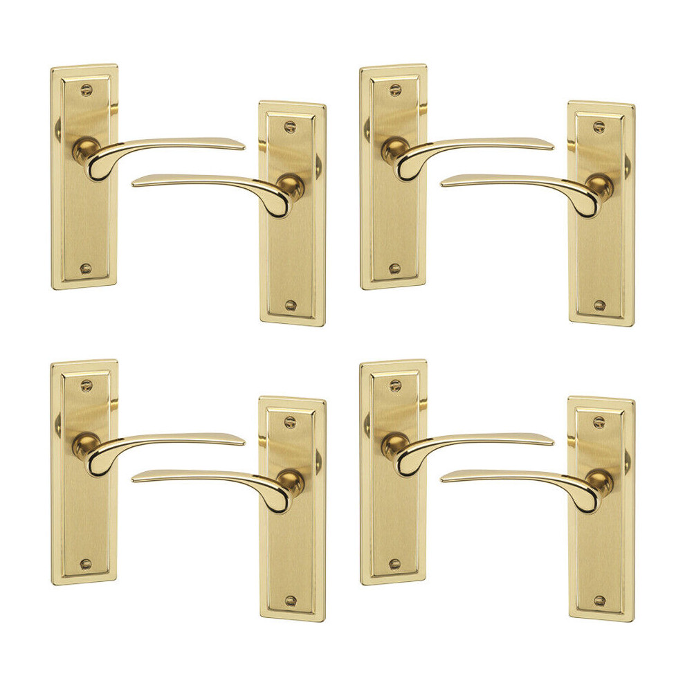 ( 4x Polished Brass Plain) Como Dual Metal Lever Door Handles Set of 4/6