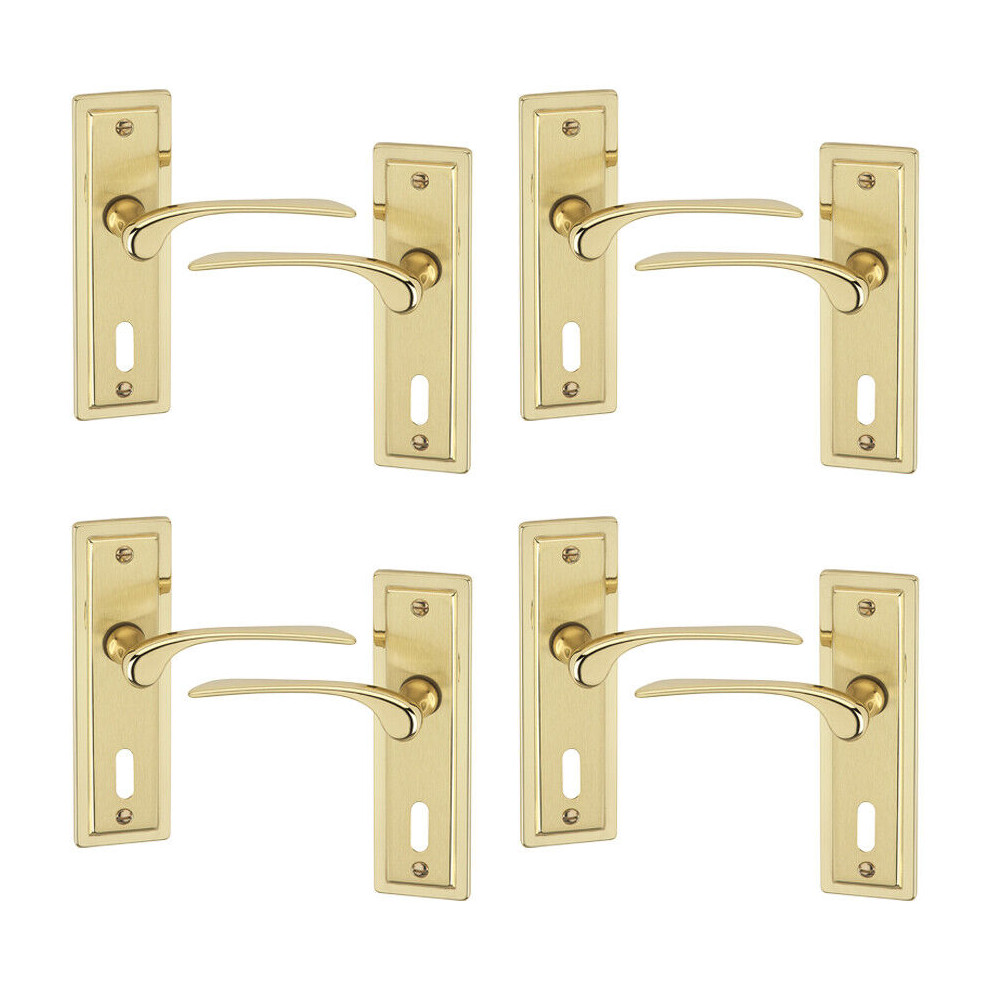 (4x Polished Brass Keyhole) Como Dual Metal Lever Door Handles Set of 4/6