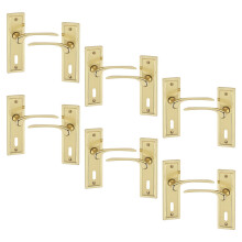 (6x Polished Brass Keyhole) Como Dual Metal Lever Door Handles Set of 4/6