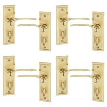 ( 4x Polished Brass Bathroom) Como Dual Metal Lever Door Handles Set of 4/6