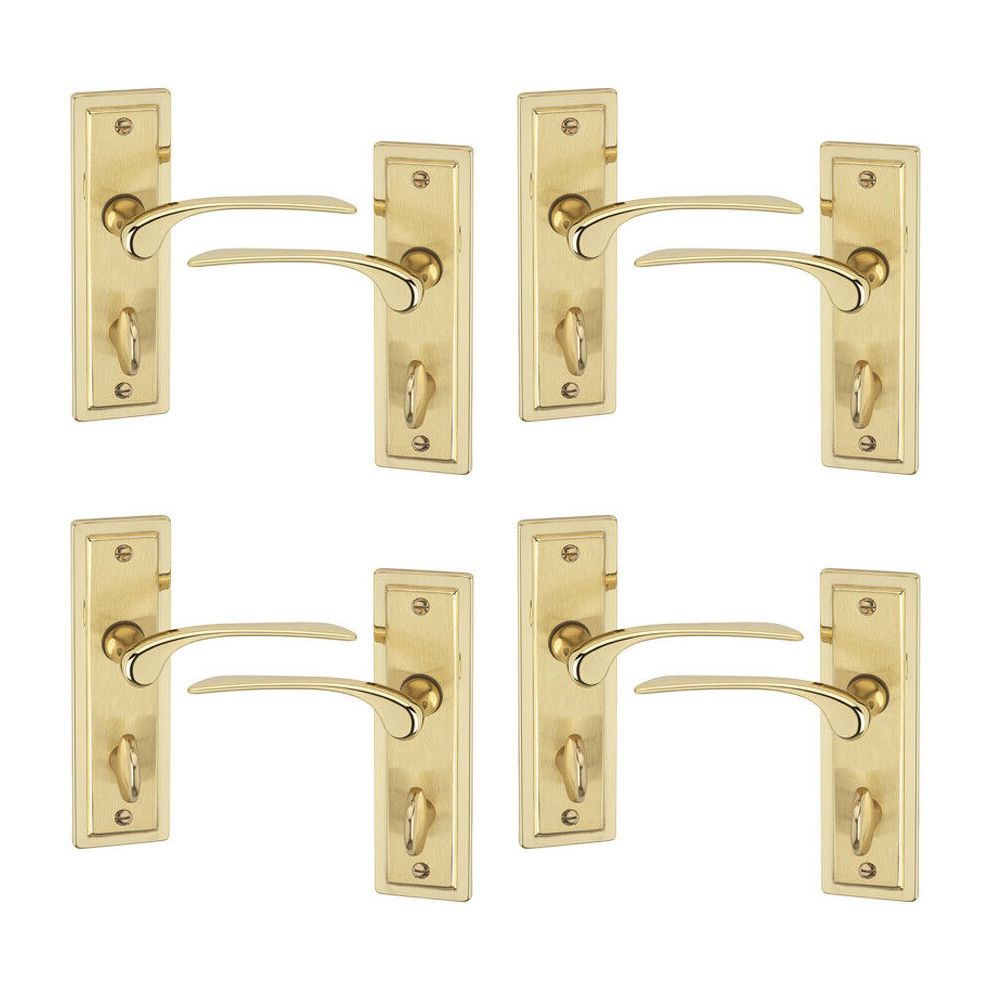 Urbn Living ( 4X Polished Brass Bathroom) Como Dual Metal Lever Door Handles Set Of 4/6