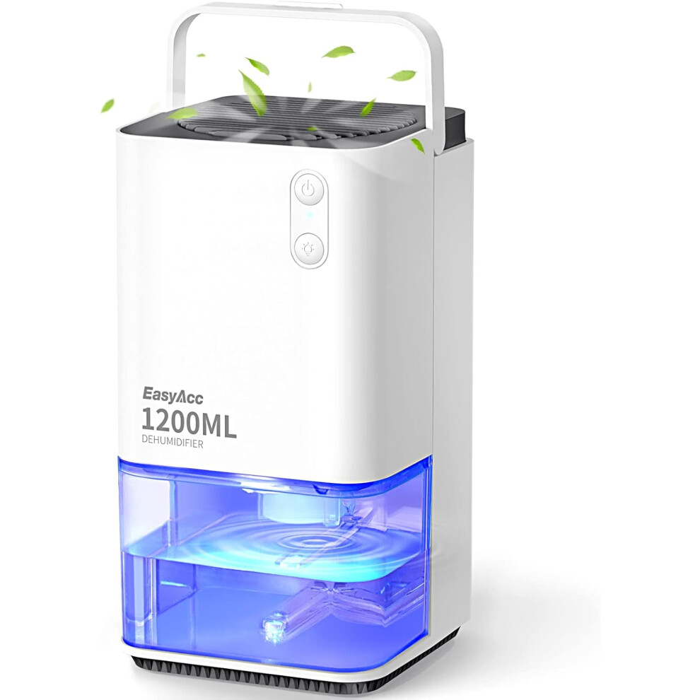 (White) 1200ml Super Silent Electric Dehumidifier with Auto Off 7 Color LED Portable Mini Dehumidifier (Closet, Bathroom, Closet, RV, Bedroom, Garage)