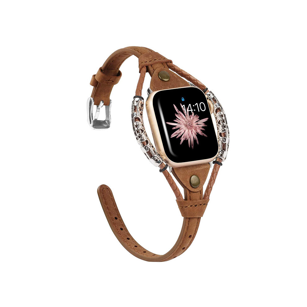 (Deep brown, 42/44/45/49mm) Leather band for Apple Watch Band 40mm 44mm luxury Women Bracelet Iwatch series ï»¿-image-OPC-PFDBQFN-NEW