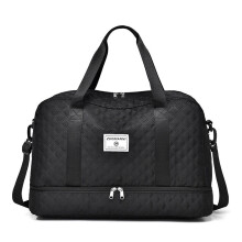 (Black) Gym Large Large Capacity Checkered Diamond Travel Casual Fashionable Handbag