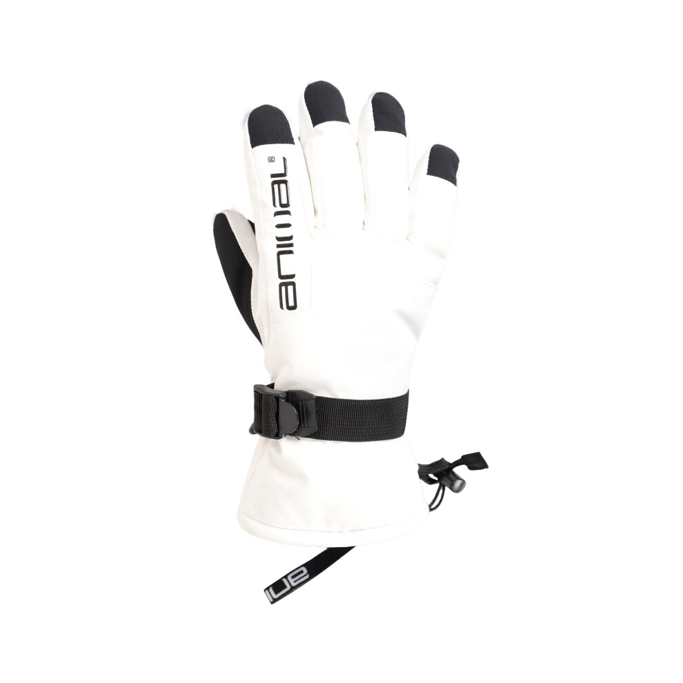 (L, White) Animal Womens/Ladies Flow Ski Gloves