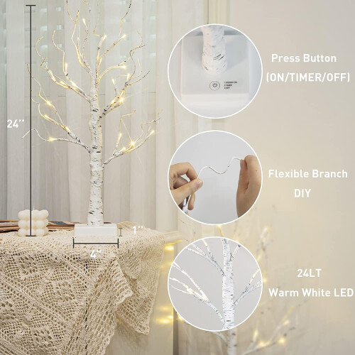 Birch Twig Christmas Tree with Lights Set 2 1