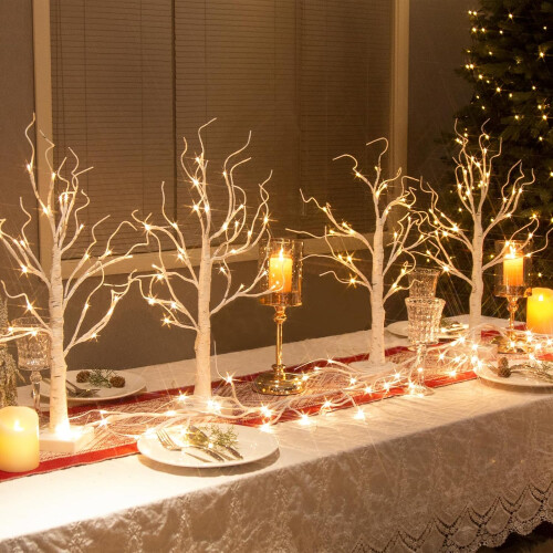 Birch Twig Christmas Tree with Lights Set 2 2